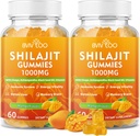 2 Packs Silajit Gummies 1000mg Zahăr gratuit - Silajit Supliment pentru bărbați și femei - mare în 85+ Trace Minerale și acid pelvian - Energie, Creier, Imunitate - 120 Gume