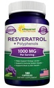 aSquared Nutrition Natural Resveratrol cu extract de vin roșu - 180 capsule - Trans Resveratrol pastile antioxidante supliment pentru sănătatea inimii pure - Extra Putere Trans-Resveratrol