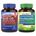 Ulei Krill și Probiotice 50 Miliarde Bundle, Grad profesional, Non-GMO, Inima, Joint, Funcție Gut & Suport imunitar