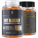 DHT Blocker Gummies Suplimentul de crestere a parului, Super Potenta Saw Palmetto & Biotin 10000 mcg pentru femei si barbati, Plus 12 Brenda proprie - Prevenirea pierderii parului, blocarea DHT Receptoare, Echilibrul hormonal