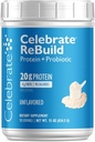 Celebraţi Vitaminele Reconstruiţi Pulberea de Proteină cu Probiotice & Prebiotice - 20g Whey Izolat Proteină, Fibră Mare, pentru pacienţii post-bariatrică Chirurgie - Nearomat (15 Serviri)