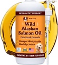 Natural Dog Company Wild Alaskan Salmon Oil Formula with Omega 3, Fish Oil for Dogs Supplement, Skin & Coat Dog Oil, Itchy Relief, Immune Support for Joints & Heart, Food Topper, 32 oz