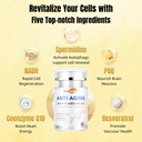 Anti-Aging, Resveratrol,NADH& PQQ, Hair Sanatos, Piele si Nails, Cellular Health, Spermidină, Ubichinol, GMP, Made in USA 60 Capsule