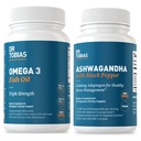 Dr. Tobias Omega 3 Oil de pește și capsule Ashwagandha, sprijin de wellness & energie echilibrată și reziliență, non-GMO