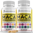 Ashwagandha Maca Root Fenugreek Supliment cu Tongkat Ali Ginseng - Assists with Mood & Tiroidal Health - Made in USA - 120 Count