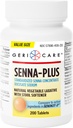 GeriCare Senna Plus Laxative naturale cu Stool Softener, Docusate Sodium 50mg, Sennozides 8,6 mg, 200 comprimate (Pachet de 1)