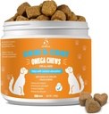 Pielea si Coat Chews pentru câini - Itchy Skins Dog Supplement Supplement Spots Hot Confort și Sheddling Alergia Sănătate comună cu Omega 3 Ulei de pește, EPA & DHA Acidi grași, Bacon Flavor 100 Softs tratează