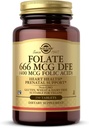 Solgar Folate 666 mcg DFE (acid folic 400 mcg) - 250 comprimate - Suport prenatal - non-GMO, Vegan, Gluten Free, Dairy Free, Kosher - 250 Serviri