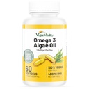 Vegan Vitality Vegan Omega 3 Supliment - 60 Plant based Algae ulei Soft Gels Essential Acidi grasi cu Vegan DHA pentru comun, inima si suport imunitar fără APE