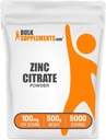 BulkSupplements.com Citrat de zinc pulbere - Suplimente de zinc, Suplimente minerale, pentru suport imunitar - Gluten gratuit, 100 mg per Serving, 500g (1.1 lbs) (Pachet de 1)