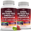 NEW AGE COQ10 200mg Red Yeast Rice 3000mg Omega 3-6-9 3000mg Magneziu Complex 500mg Zinc Vitamina K2 D3 - Vitamine pentru femei si barbati cu vitamina B3, Coenzima Q10-120