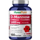 NusaPure D-Mannose Complex 1400 mg (cu Hibiscus și Cranberry) - 180 Veggie Caps.