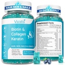 2 Pack Gume Biotin cu colagen & Keratina pentru unghii de păr - Femei bărbaţi, copii - 120 gume aromate cu afine