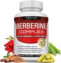 Toplux Berberine cu Ceylon Scorțișoară și Bitter Melon 2100mg - mare puritate 97% HCL Berberine Supliment, Sprijină Sănătate generală și sistemul imunitar, Non-GMO Vegan 90 capsule