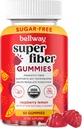 Bellway Super Fiber Gummies pentru adulți - Sugar Free Organic Fiber Supplement Gummies cu 4g de fibre per Serving - Prebiotic Kliceroot Root Fiber for Digestive Gut Health, Raspberry Lemon, 60 Count