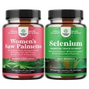 Bundle de putere suplimentara Saw Palmetto pentru femei și Pure Seleniu supliment de suport tiroidian - DHT Blocker îngroșarea vitamine de păr pentru pierderea părului - Supliment antioxidant și booster imunitar natural