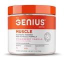 Genius Brand Genius Muscle - Muscle Health Supplement for Growth, Endurance & Recovery - Non-Hormonal Formula - 6 Ciuperci organice - natural-Sweetened - 30 Servings - Căpșuni Vanilla