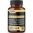 Extract de Ashwagandha Capsule 7 Ingrediente vegetale 8050 mg - Blended Schinduf, Maca, Turmeric, Rhodiola, Ginger & Black Pepper - Somn, Spirit, Immune & Energy Support - 5-Month Supply