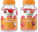Zinc de viață 25mg Copii + Calciu Magneziu Copii, Gume Bundle - mare Tasting, Supliment de vitamine, Gluten gratuit, OMG gratuit, Guma de mestecat