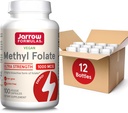 Jarrow Formulas Methyl Folate 1000 mcg, Dietary Supplement, Methyl Folate for Cellular Energy Support, 100 Veggie Capsules, 100 Day Supply, (Pack of 12)