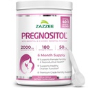 Zazzee PREGNOSITOL Powder, 6 Luna Aprovizionare, Myo-Inositol și D-Chiro-Inositol 40:1 Fertility Blend, Free Scoop pentru doza exactă, Premium Balanced Formula, 183 Serviri, Vegan, All-Natural și non-GMO