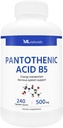 ML Naturals Acid pantotenic B5 240 Capsule vegetale. Metabolizare energetică, suport al sistemului nervos, NSF- CGMP- Compliant