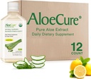 AloeCure USDA Organic Aloe Vera Juice Lemon Aroma - Produs în termen de 12 ore de la recoltare - Digestive naturale supliment pentru echilibru aciditatea stomacului - Suport Digestive și Immune Health, 12 Btls x 16.7oz
