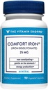 Vitamina Shoppe Comfort Iron 25MG, Studiat clinic Bisglicinat de fier, Producţia de energie şi suport imunitar, Supliment blând şi neconsceptant (90 Capsule Veggie)