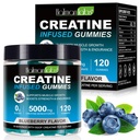 Creatine Gummies pentru bărbaţi şi femei - 120 Conte, 5000 mg Creatină Monohidrat, Zero Zahăr, musculare creştere şi putere Booster, Pre-Workout Suplimentul de energie