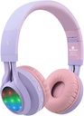 Riwbox WT-7S Căști Bluetooth pentru copii Light Up, Căști wireless Stero pliabil, cu Microfon și volum de control, confortabil și durabil, pentru PC/Tablet/TV/Travel (Purple)