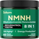 8in1 NMNH - Alternative suplimentare NMN - Suplimentul NAD pentru a sprijini nivelurile NAD Adăugat Fisetin, Resveratrol, Querbetin, Turmeric, Berberine, Vitamina D3 & C - 60 Conte timp de 30 zile