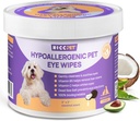 HICC PET Ochi pentru câini și pisici, Vet-recomandat Dog Tratamentul infecției cu ochi, Îndepărtați ușor Tear Stain, Debris, Descărcare - Ipoallergenic Pet Oye Spălător pentru ochi, Riduri, Face - 100 buc