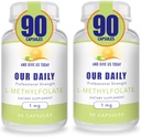 nostru zilnic Vites L-Metilfolat 1mg / 1000 mcg Putere maximă Active Folate, 5-MTHF, Filler gratuit, gluten gratuit, non-GMO, capsule vegetariene 90 Count (Pachet de 2)