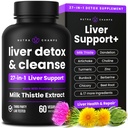 NutraChamps Ficat Cleanse Detox & Reparatii Formula, 20+ Herbs: Milk Thistle Extract cu Silymarin, Artichoke, Dandelion, Root Powder, supliment de suport hepatic pastile, 60 capsule