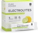 Dr. Mercola Pure Power Electrolytes - Suporturi Hidratare și funcția musculară - Magneziu și Amestec de potasiu - 0 g Zahăr per Serving - Lămâie - 30 Pachete