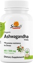 Sewanti Capsule organice Ashwagandha - Relief de stres natural și de energie Boost - Supliment alimentar Extract de mare potențial 60 Capsule Vegane - 500 mg