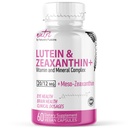 Fuziunile naturii Nutri Lutein 20mg Eye Vitamins Complex - Triple Carotenoid Formula - Lutein și Zeaxantină - Conține zinc, vitamine A,C,D3,E, Folat - 60 capsule - Ochi Suplimente pentru sănătate