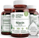 Natural Nutra Niacin Supliment pentru energie, Ajutor pentru mentinerea grasimilor corpului, Îmbunătăţirea Digestion, Promovează sănătatea pielii, Boost Energy şi funcţia creierului, non-GMO, Gluten-Free, 100 mg, 100 comprimate (Pachet de 2)