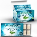 AshwaGum RELAX Gum by BetterGum, High Potecy Supplement with KSM 66 Ashwagandha and Gaba, Supports Stres and Anxietate Relief, Cortisol Support, Alternative to Gummies, Sugar-Free, 10 Pieces - 6 Pack