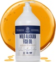 Ulei de somon sălbatic Alaskan pentru câini cu Pollock - 64 oz de Pollock și ulei de somon, Omega 3, EPA, și DHA - câini piele și haina Supliment - Made in USA