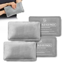 Pachete de gheaţă reutilizabile pentru răniri - (10" x 6") Pachet de gheaţă moale cu 1 tesatura moale Velvet, Set flexibil de gheaţă fierbinte şi rece Gel, gri, pachet de 4