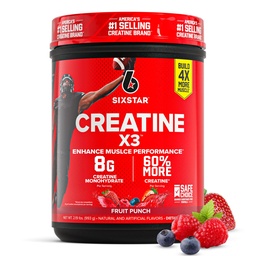 Six Star Creatin Monohidrat pulbere, X3 (Frut Punch) - aroma Creatin HCl pulbere Monohidrat Supliment pentru musculare Construcție & Performanță - Post Workout Supliment pentru bărbați și femei - 30 Serviri