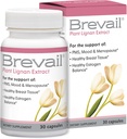 Brevail Plant Lignan Extract capsule, Proactive de sănătate mamară Supliment cu 50 mg SDG Lignans de pe coji de semințe de in pentru echilibru estrogen sănătos și PMS pastile de susținere a stării de spirit, 30 Conte