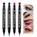 BINGBRUSH Eyeliner Stamp Liquid Pen cu două fețe, Stamps machiaj Față Extrem de negru rezistent la apă Slim Gel Felt Sfat mare Black Pigment lichid Eyeliner & Seal rasina para sfaturi de gel (Colorful)