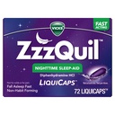 ZzzQuil LiquiCap Sleep Aid, Difenhidramină 25mg HCl, Sleep Aids pentru adulți, Somn de noapte Ajutor, 72 LiquiCaps