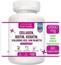 Colagen Biotin Keratin Acid Hyaluronic Suplimentul cu vitamina E, acid folic, semințe de dovleac și MSM, 60 capsule, 1000 mg