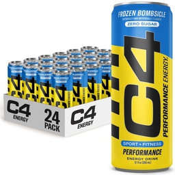 C4 Energetic Drink 12oz (Pachet de 24) - Bombsicle congelate - Sugar Free Pre Workout Performance Drink with No Artificial Colors or Dyes