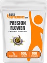 BulkSupplements.com Pudră de extract de flori de pasiune - Suplimentul de flori de pasiune, Herbal Supplement - Gluten gratuit, 1g per Serving, 100g (3.5 oz) (Pachet de 1)