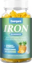 1 Pachet 100Mg Supliment de fier Gume pentru femei si barbati - Vitamina A, C, B - Suport energetic pentru deficienta de fier, Anemia, Adulti & copii, Aroma de Ananas Gummy, 60 Conte