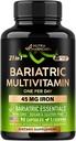 NUTRAHARMONY Multivitamine bariatrice - 45 mg Suplimente de fier - Made in USA - pentru femei si barbati - All-in-One, 21 Vitamine esentiale - Suport pentru maneca gastrica - Aroma tropicala usoara - 90 capsule